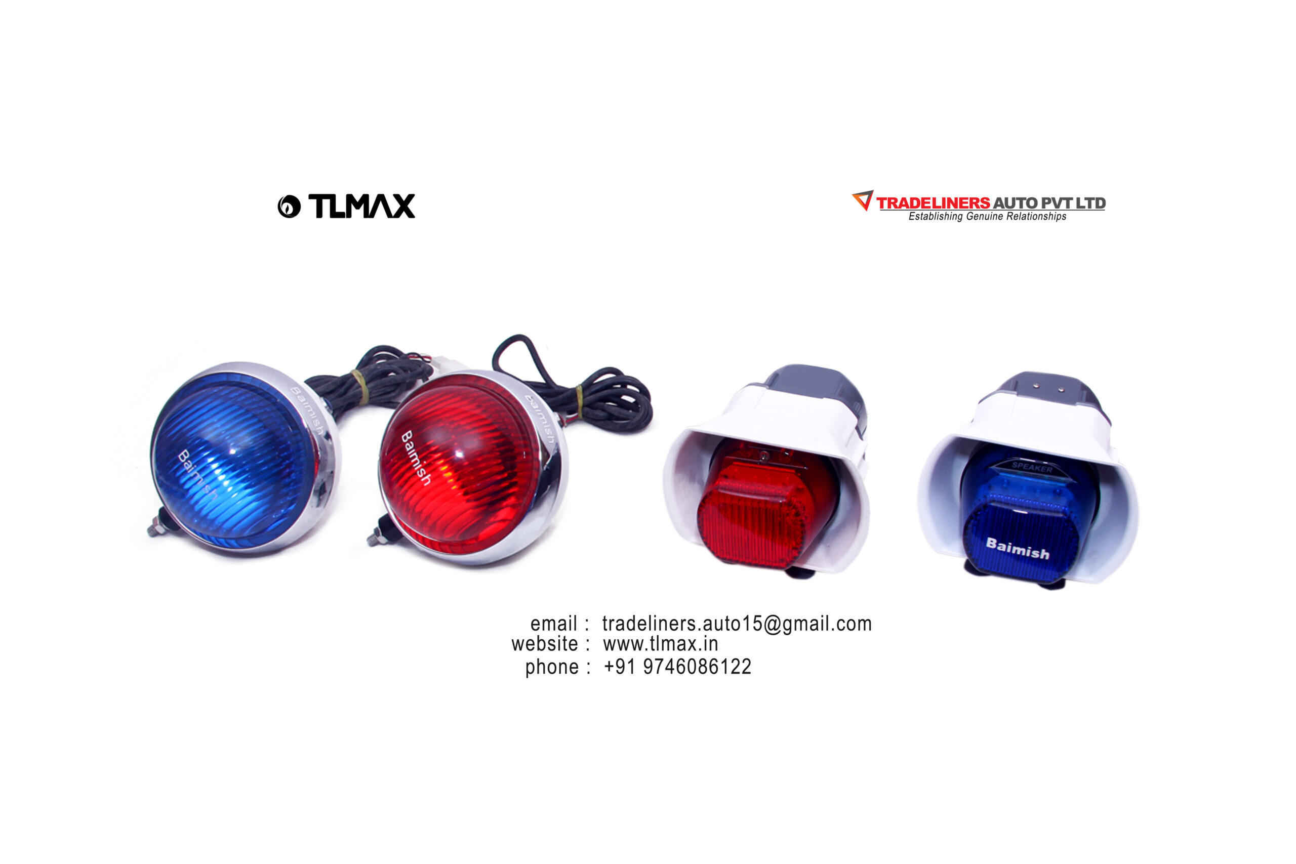 Motorcycle Front & Rear warning light RB with Siren & Speaker inbuilt
