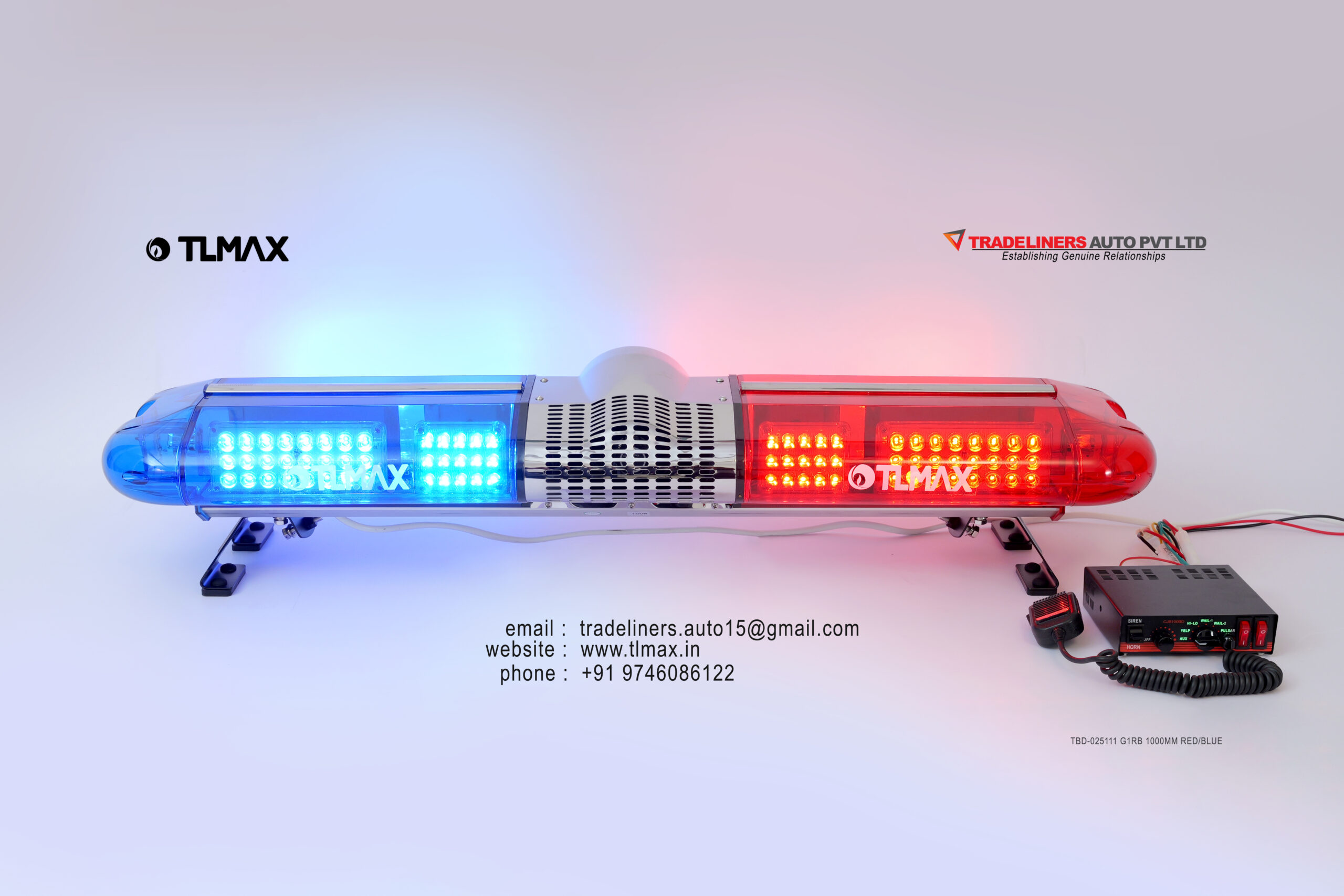 Bar Light 025111G1-RB 1000mm with siren & speaker 12V - Image 2